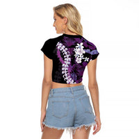 Poni Aloha Hawaii Lei Raglan Cropped T Shirt Tropical Flowers Elegant Vibe - Polynesian Pride