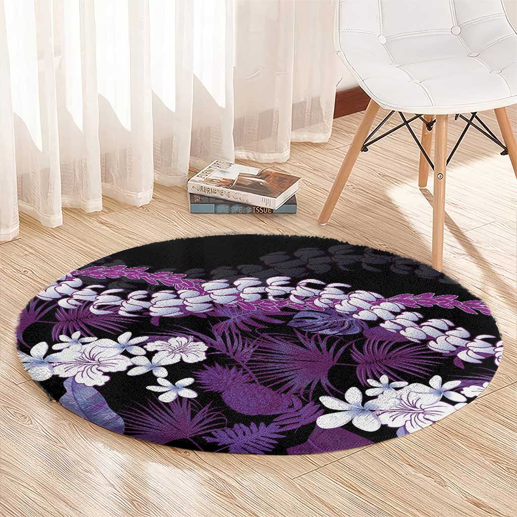 Poni Aloha Hawaii Lei Round Carpet Tropical Flowers Elegant Vibe - Polynesian Pride