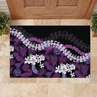Poni Aloha Hawaii Lei Rubber Doormat Tropical Flowers Elegant Vibe LT14 Purple - Polynesian Pride