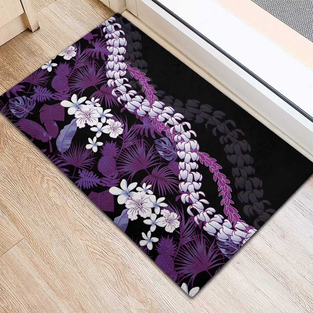 Poni Aloha Hawaii Lei Rubber Doormat Tropical Flowers Elegant Vibe LT14 - Polynesian Pride