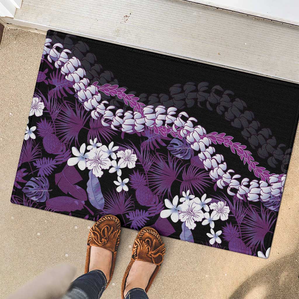 Poni Aloha Hawaii Lei Rubber Doormat Tropical Flowers Elegant Vibe LT14 - Polynesian Pride