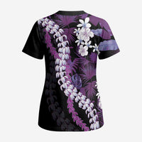 Poni Aloha Hawaii Lei Scrub Top Tropical Flowers Elegant Vibe LT14 - Polynesian Pride