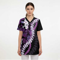 Poni Aloha Hawaii Lei Scrub Top Tropical Flowers Elegant Vibe LT14 - Polynesian Pride