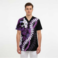 Poni Aloha Hawaii Lei Scrub Top Tropical Flowers Elegant Vibe LT14 - Polynesian Pride