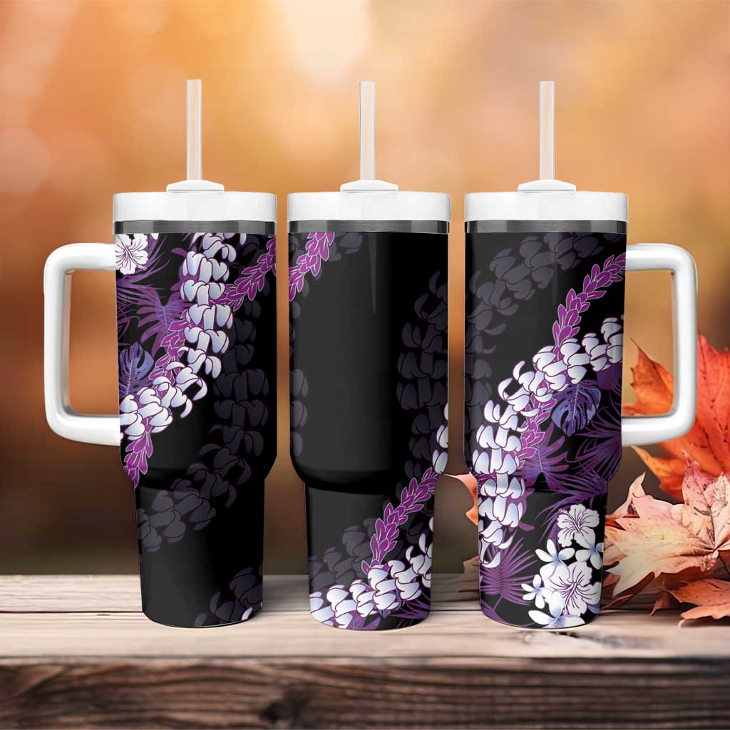Poni Aloha Hawaii Lei Tumbler With Handle Tropical Flowers Elegant Vibe - Polynesian Pride