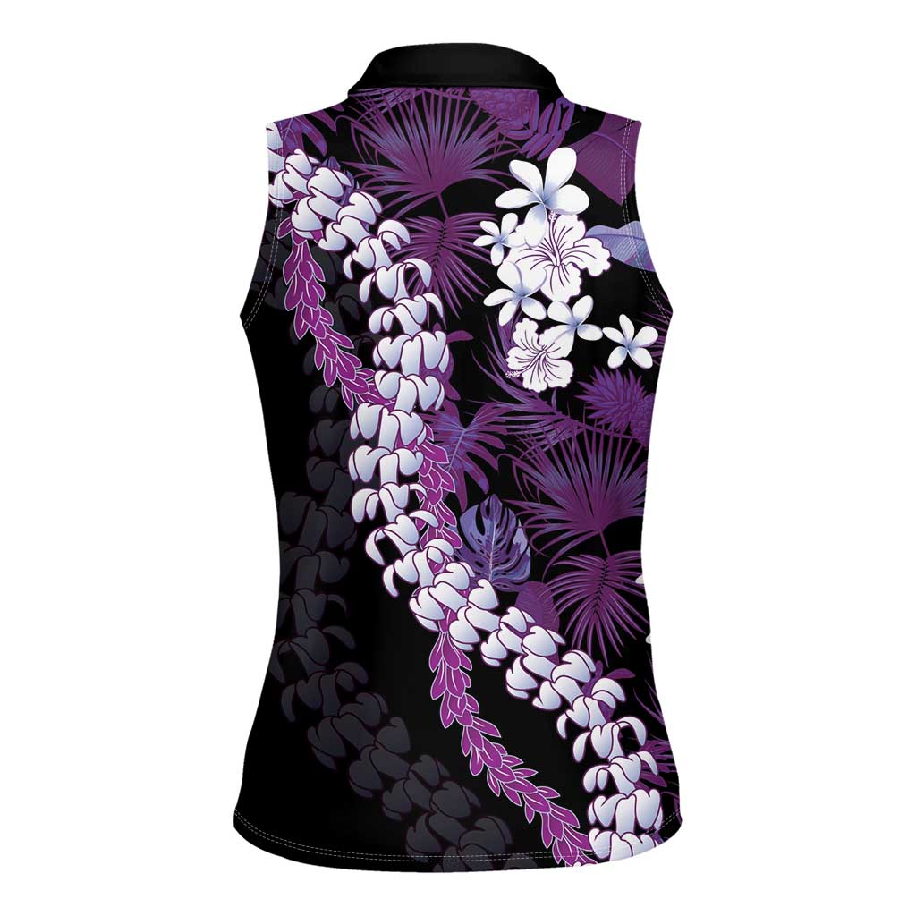 Poni Aloha Hawaii Lei Women Sleeveless Polo Shirt Tropical Flowers Elegant Vibe - Polynesian Pride