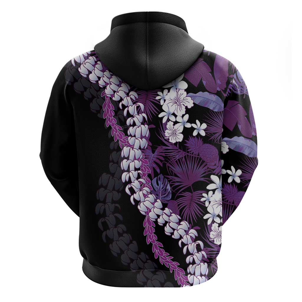 Poni Aloha Hawaii Lei Zip Hoodie Tropical Flowers Elegant Vibe - Polynesian Pride