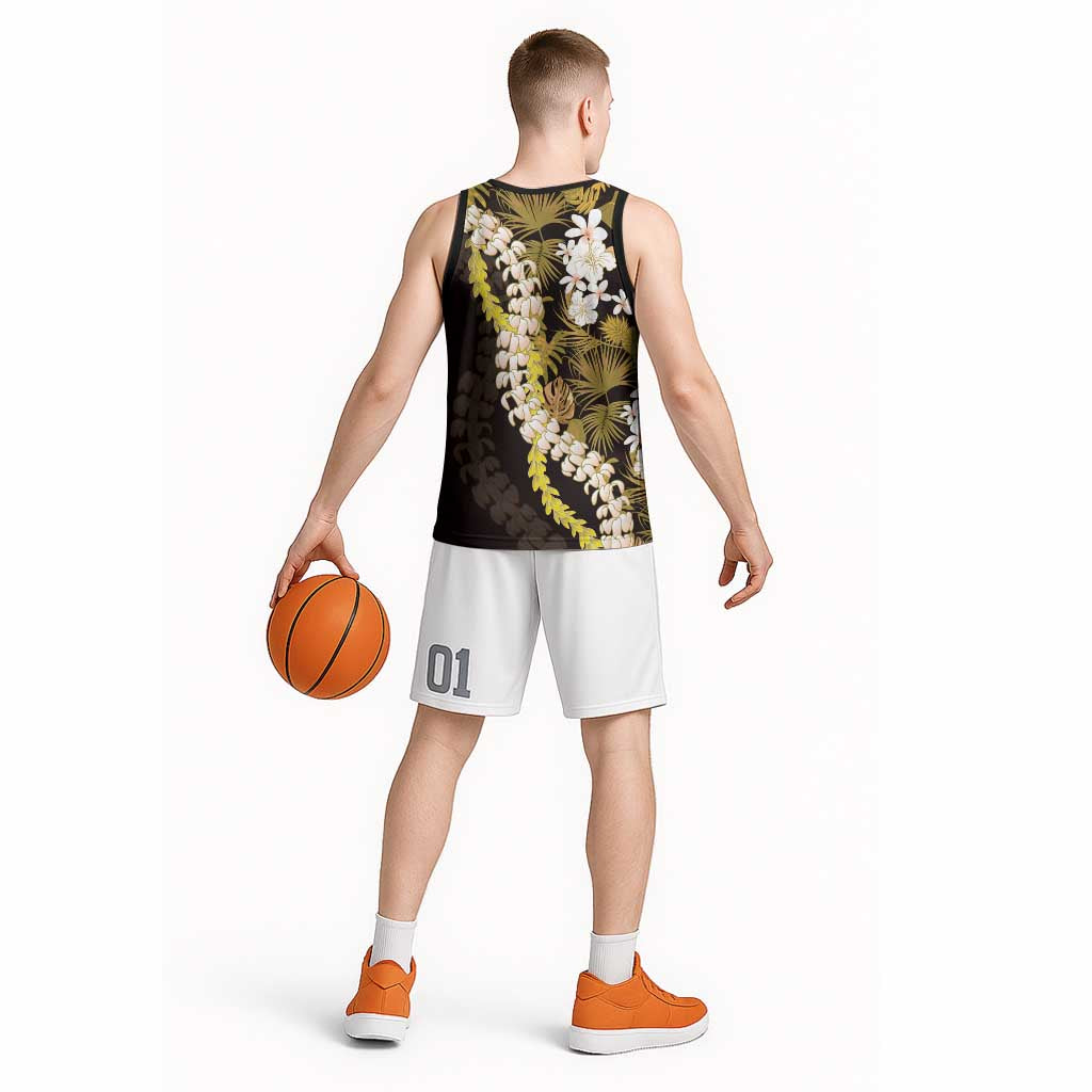 Kula Aloha Hawaii Lei Basketball Jersey Tropical Flowers Elegant Vibe - Polynesian Pride
