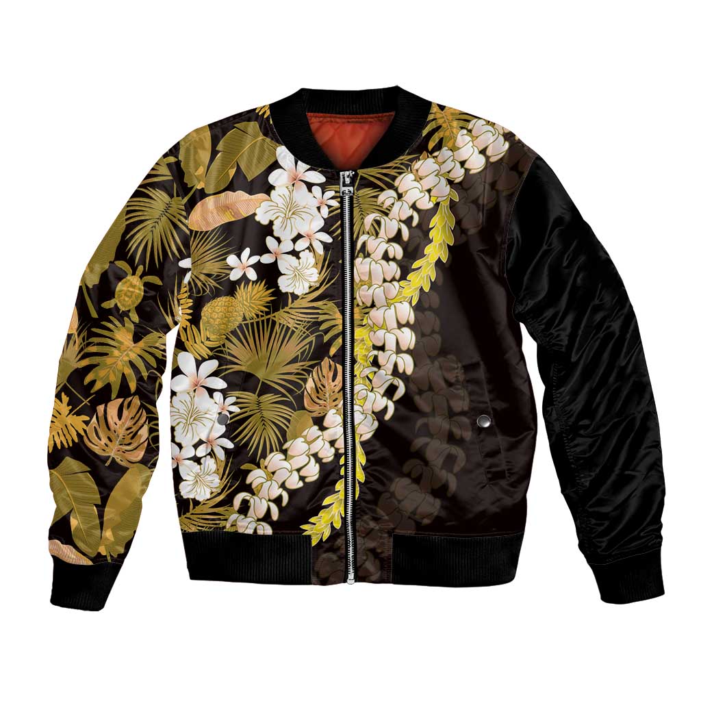 Kula Aloha Hawaii Lei Bomber Jacket Tropical Flowers Elegant Vibe - Polynesian Pride