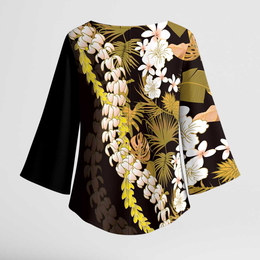Kula Aloha Hawaii Lei Kimono Sleeve Blouse Tropical Flowers Elegant Vibe - Polynesian Pride