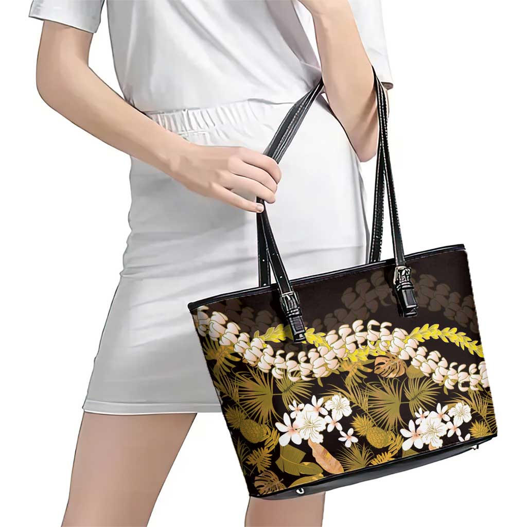 Kula Aloha Hawaii Lei Leather Tote Bag Tropical Flowers Elegant Vibe - Polynesian Pride