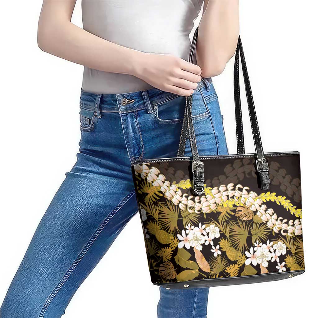 Kula Aloha Hawaii Lei Leather Tote Bag Tropical Flowers Elegant Vibe - Polynesian Pride