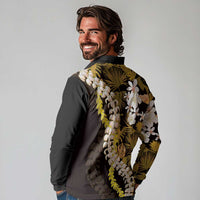 Kula Aloha Hawaii Lei Long Sleeve Polo Shirt Tropical Flowers Elegant Vibe - Polynesian Pride