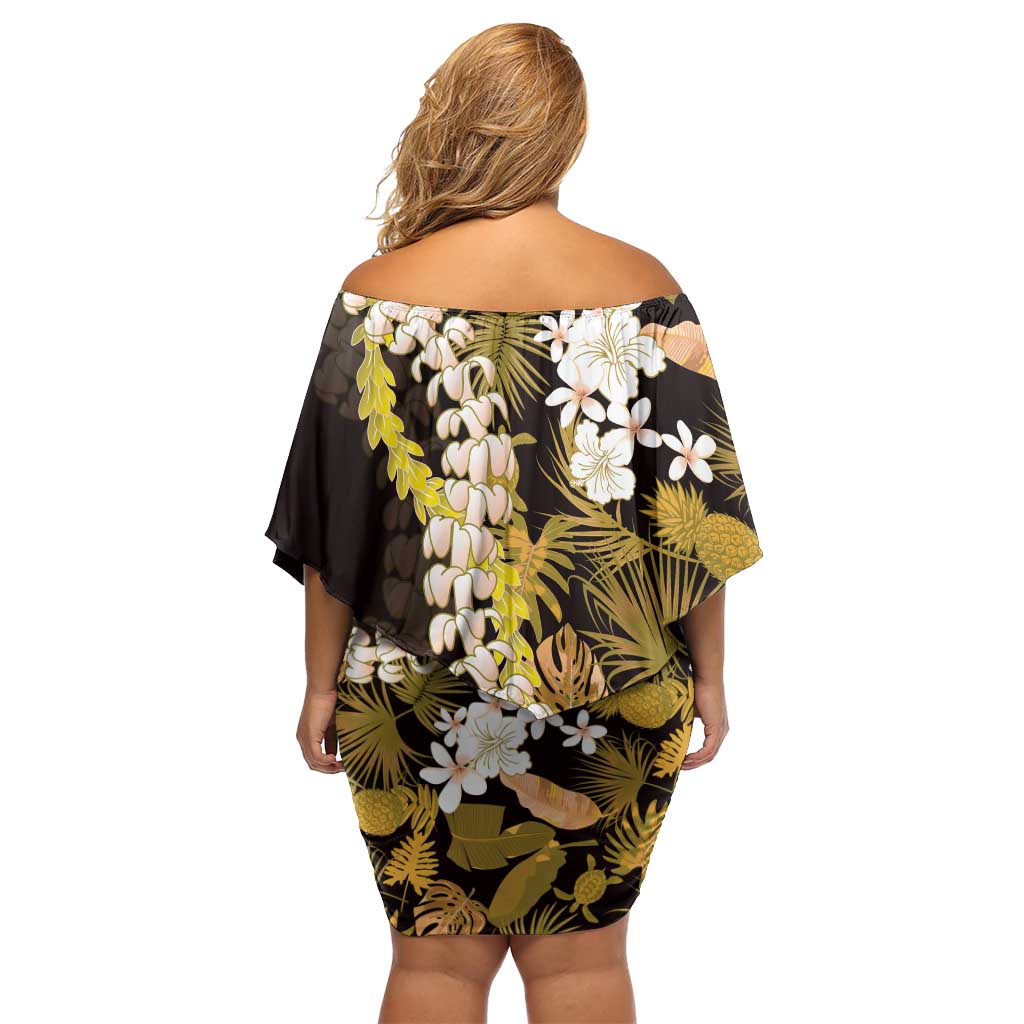 Kula Aloha Hawaii Lei Off Shoulder Short Dress Tropical Flowers Elegant Vibe - Polynesian Pride