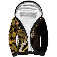 Kula Aloha Hawaii Lei Sherpa Hoodie Tropical Flowers Elegant Vibe LT14 Unisex Gold - Polynesian Pride
