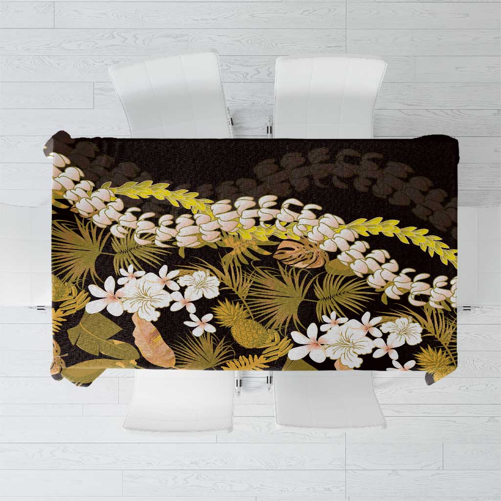 Kula Aloha Hawaii Lei Tablecloth Tropical Flowers Elegant Vibe LT14 Gold - Polynesian Pride