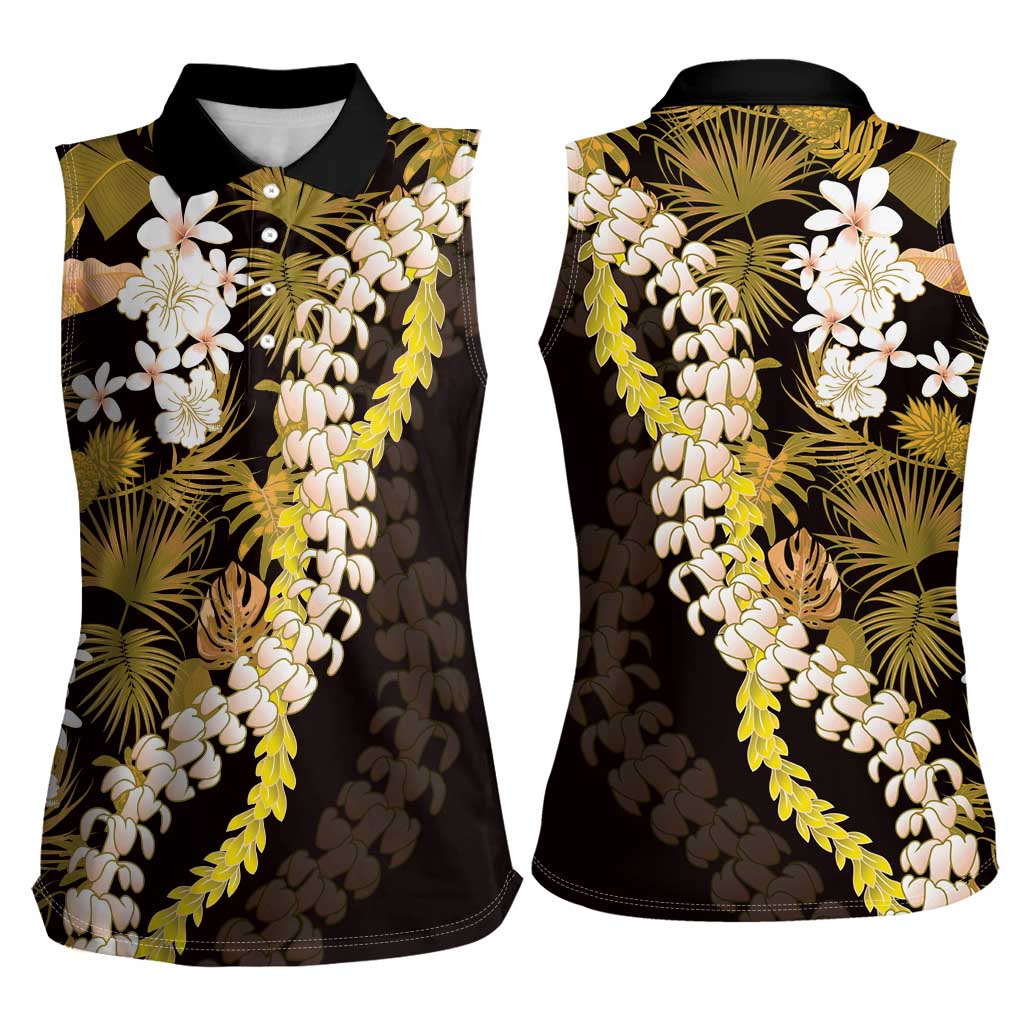 Kula Aloha Hawaii Lei Women Sleeveless Polo Shirt Tropical Flowers Elegant Vibe - Polynesian Pride