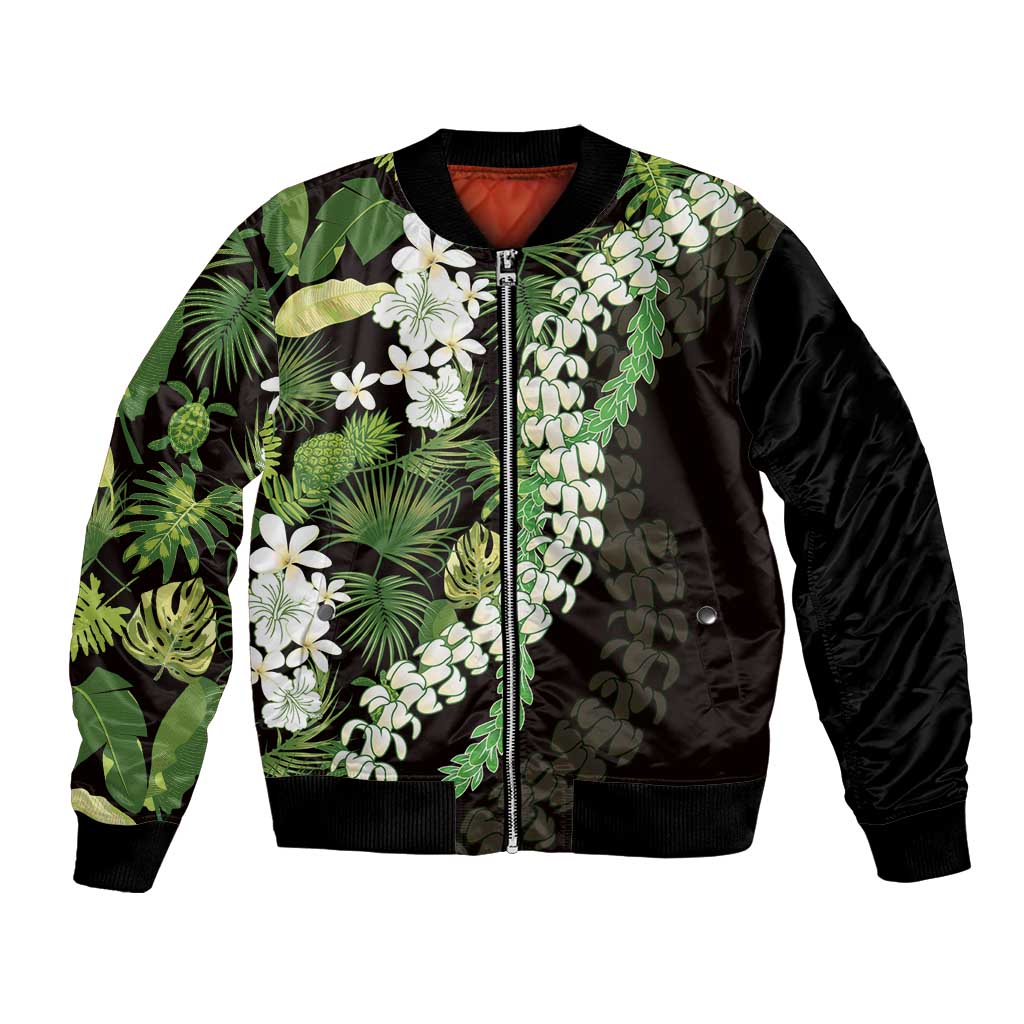 Omaomao Aloha Hawaii Lei Bomber Jacket Tropical Flowers Elegant Vibe - Polynesian Pride