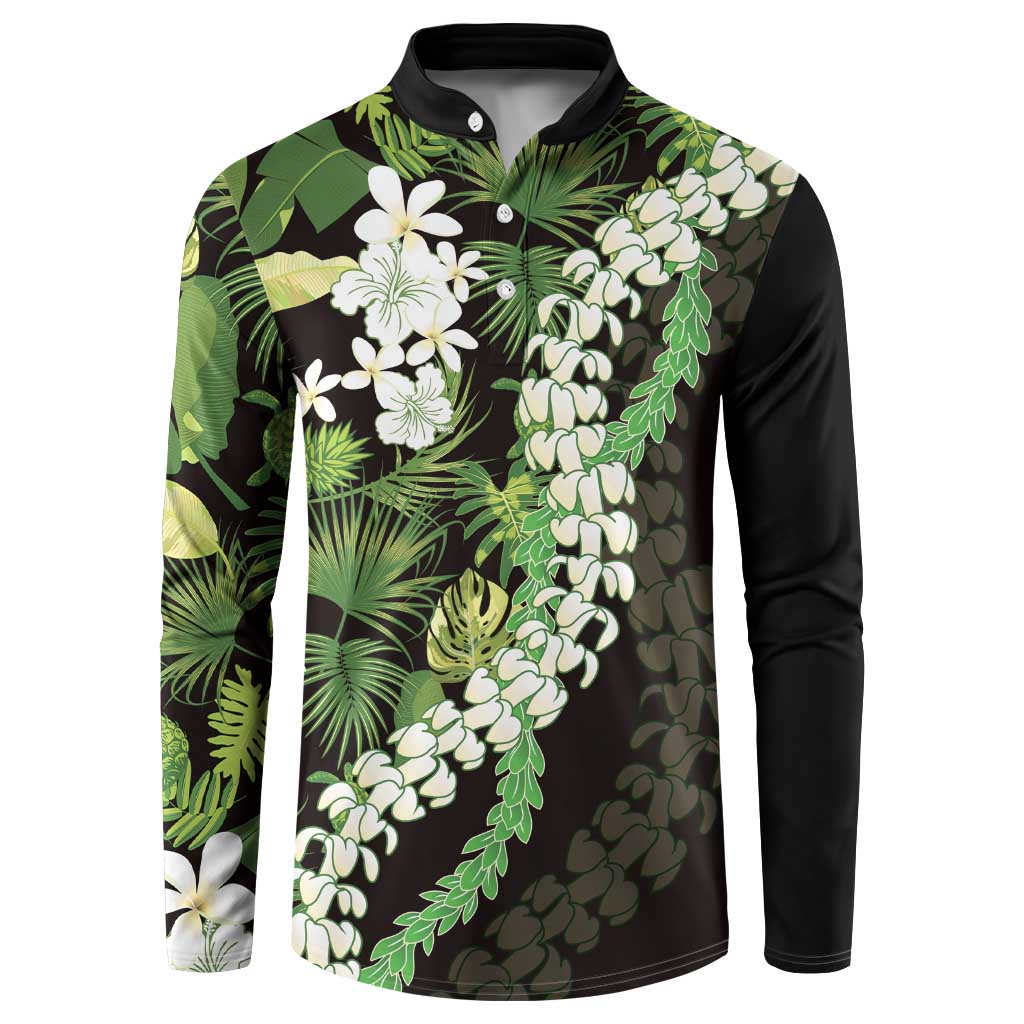 Omaomao Aloha Hawaii Lei Button Sweatshirt Tropical Flowers Elegant Vibe LT14 Green - Polynesian Pride