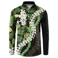 Omaomao Aloha Hawaii Lei Button Sweatshirt Tropical Flowers Elegant Vibe LT14 Green - Polynesian Pride