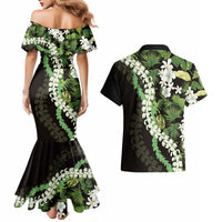 Omaomao Aloha Hawaii Lei Couples Matching Mermaid Dress and Hawaiian Shirt Tropical Flowers Elegant Vibe - Polynesian Pride