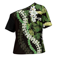 Omaomao Aloha Hawaii Lei Cross Shoulder Shirt Tropical Flowers Elegant Vibe - Polynesian Pride