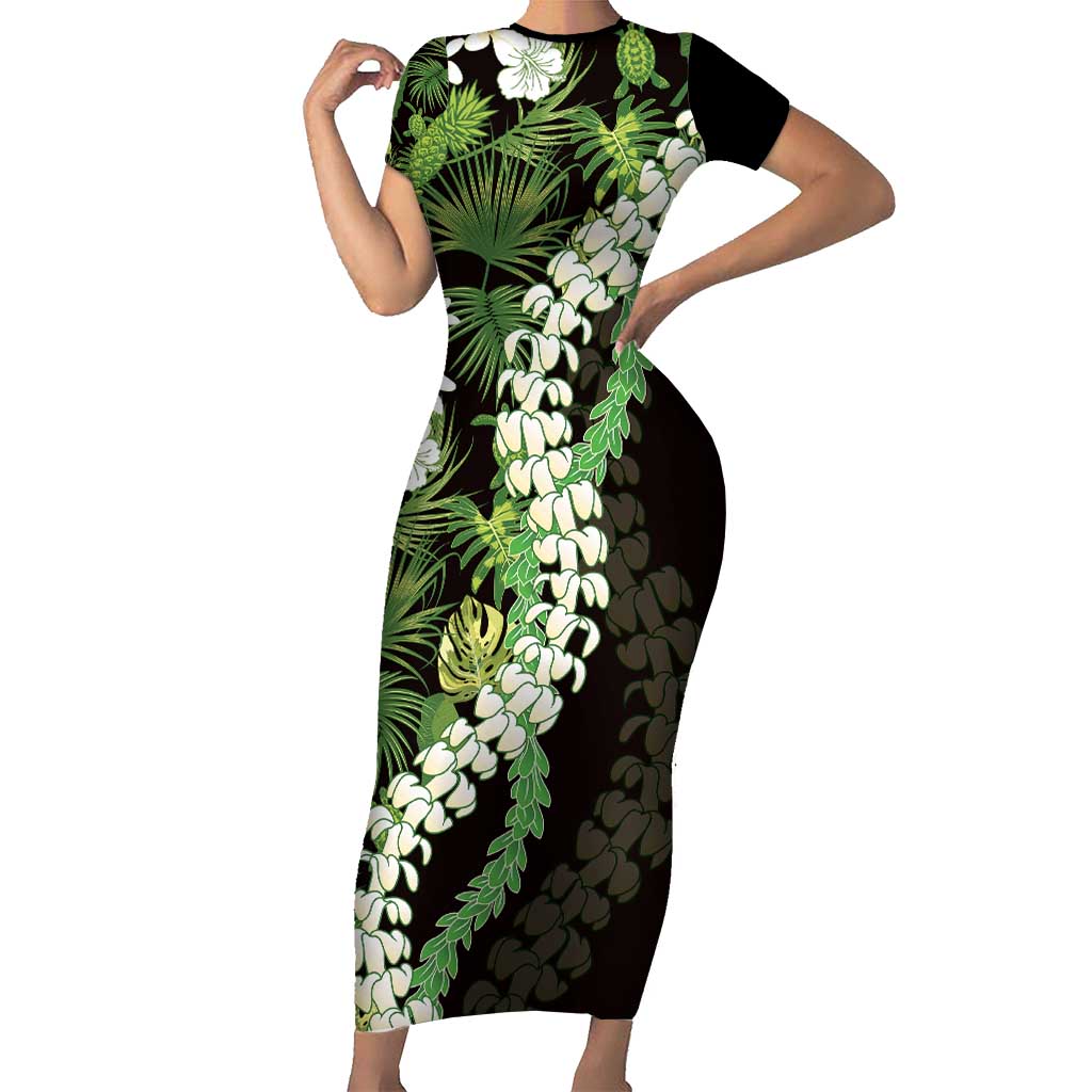 Omaomao Aloha Hawaii Lei Family Matching Short Sleeve Bodycon Dress and Hawaiian Shirt Tropical Flowers Elegant Vibe - Polynesian Pride