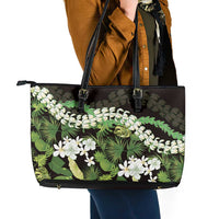 Omaomao Aloha Hawaii Lei Leather Tote Bag Tropical Flowers Elegant Vibe - Polynesian Pride
