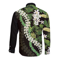 Omaomao Aloha Hawaii Lei Long Sleeve Button Shirt Tropical Flowers Elegant Vibe LT14 - Polynesian Pride