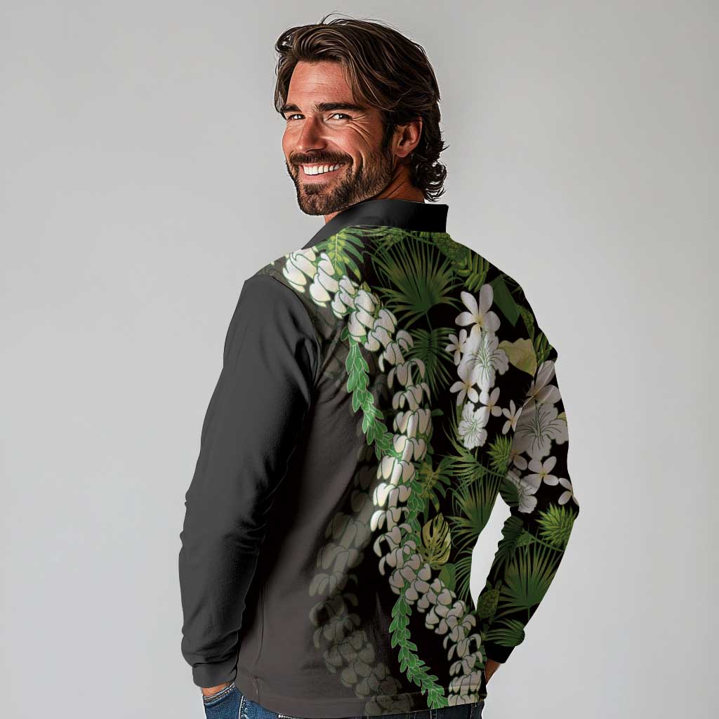 Omaomao Aloha Hawaii Lei Long Sleeve Polo Shirt Tropical Flowers Elegant Vibe - Polynesian Pride