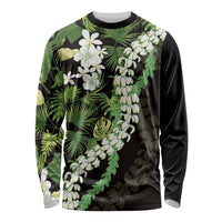 Omaomao Aloha Hawaii Lei Long Sleeve Shirt Tropical Flowers Elegant Vibe LT14 Unisex Green - Polynesian Pride