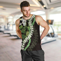 Omaomao Aloha Hawaii Lei Men Tank Top Tropical Flowers Elegant Vibe LT14 Green - Polynesian Pride