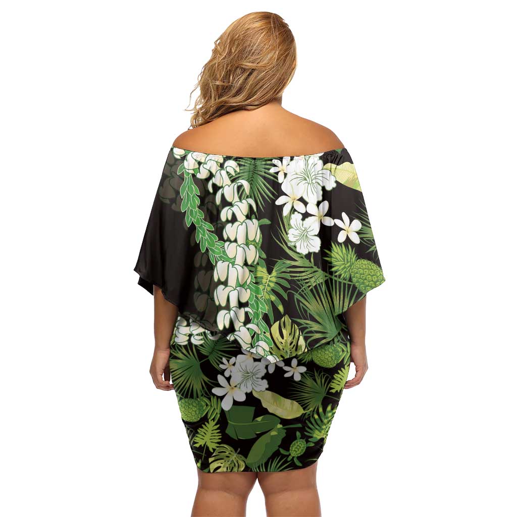 Omaomao Aloha Hawaii Lei Off Shoulder Short Dress Tropical Flowers Elegant Vibe - Polynesian Pride