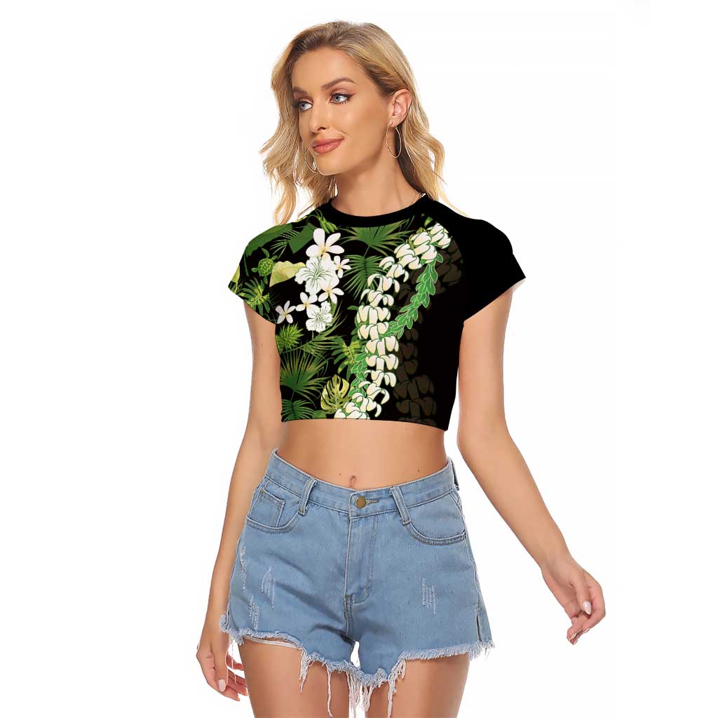 Omaomao Aloha Hawaii Lei Raglan Cropped T Shirt Tropical Flowers Elegant Vibe - Polynesian Pride