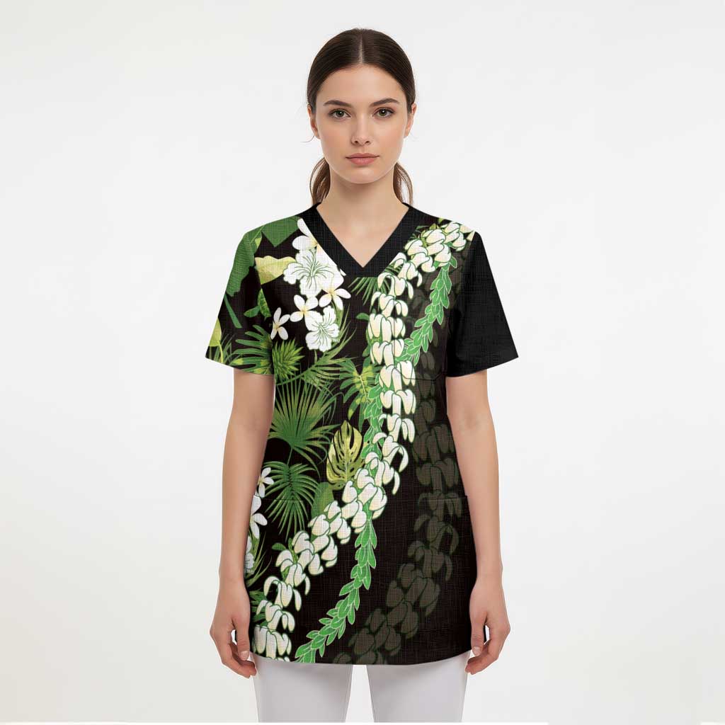 Omaomao Aloha Hawaii Lei Scrub Top Tropical Flowers Elegant Vibe LT14 - Polynesian Pride