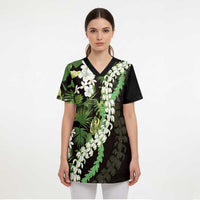 Omaomao Aloha Hawaii Lei Scrub Top Tropical Flowers Elegant Vibe LT14 - Polynesian Pride
