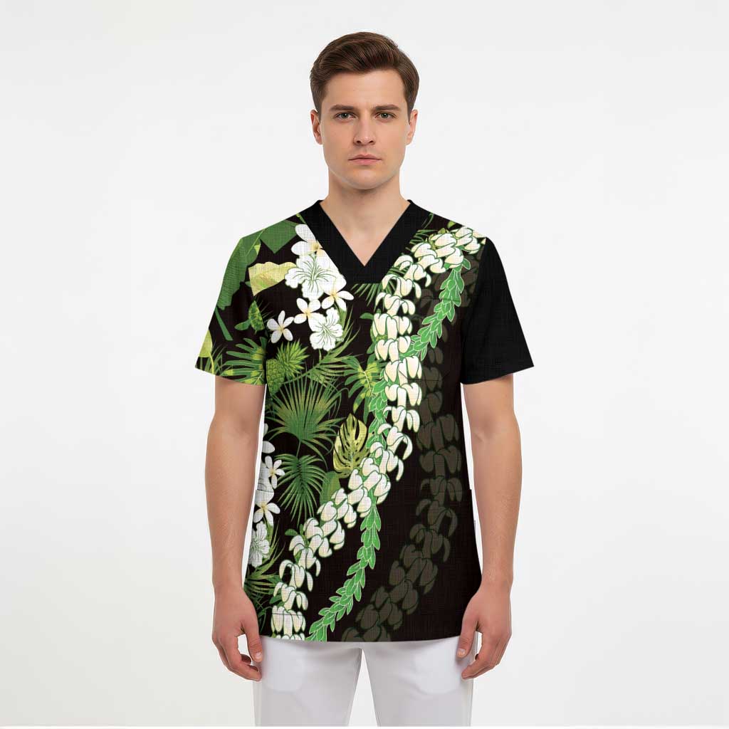 Omaomao Aloha Hawaii Lei Scrub Top Tropical Flowers Elegant Vibe LT14 - Polynesian Pride