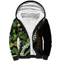 Omaomao Aloha Hawaii Lei Sherpa Hoodie Tropical Flowers Elegant Vibe LT14 Unisex Green - Polynesian Pride
