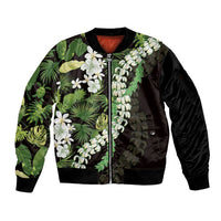 Omaomao Aloha Hawaii Lei Sleeve Zip Bomber Jacket Tropical Flowers Elegant Vibe - Polynesian Pride