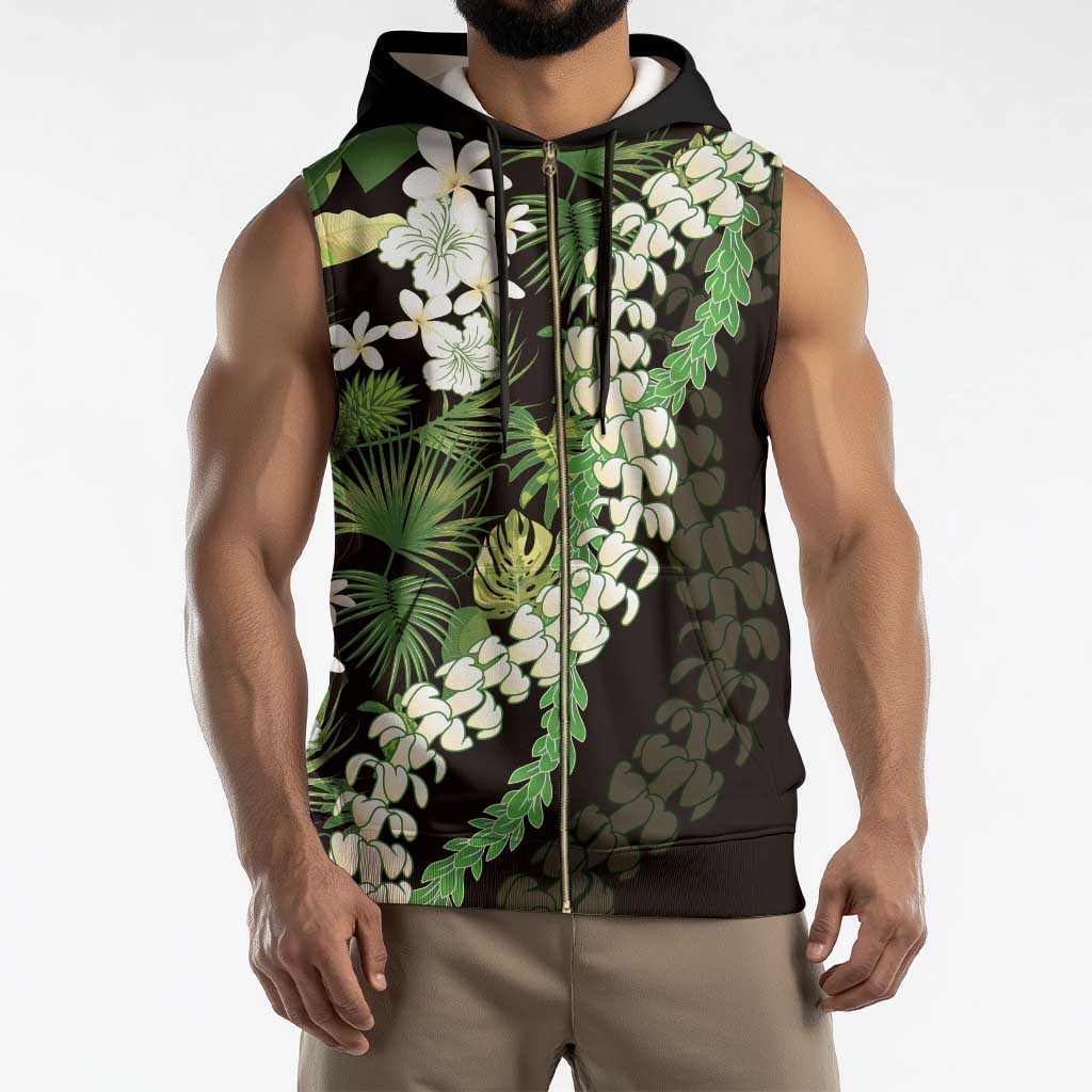 Omaomao Aloha Hawaii Lei Sleeveless Zip Hoodie Tropical Flowers Elegant Vibe - Polynesian Pride