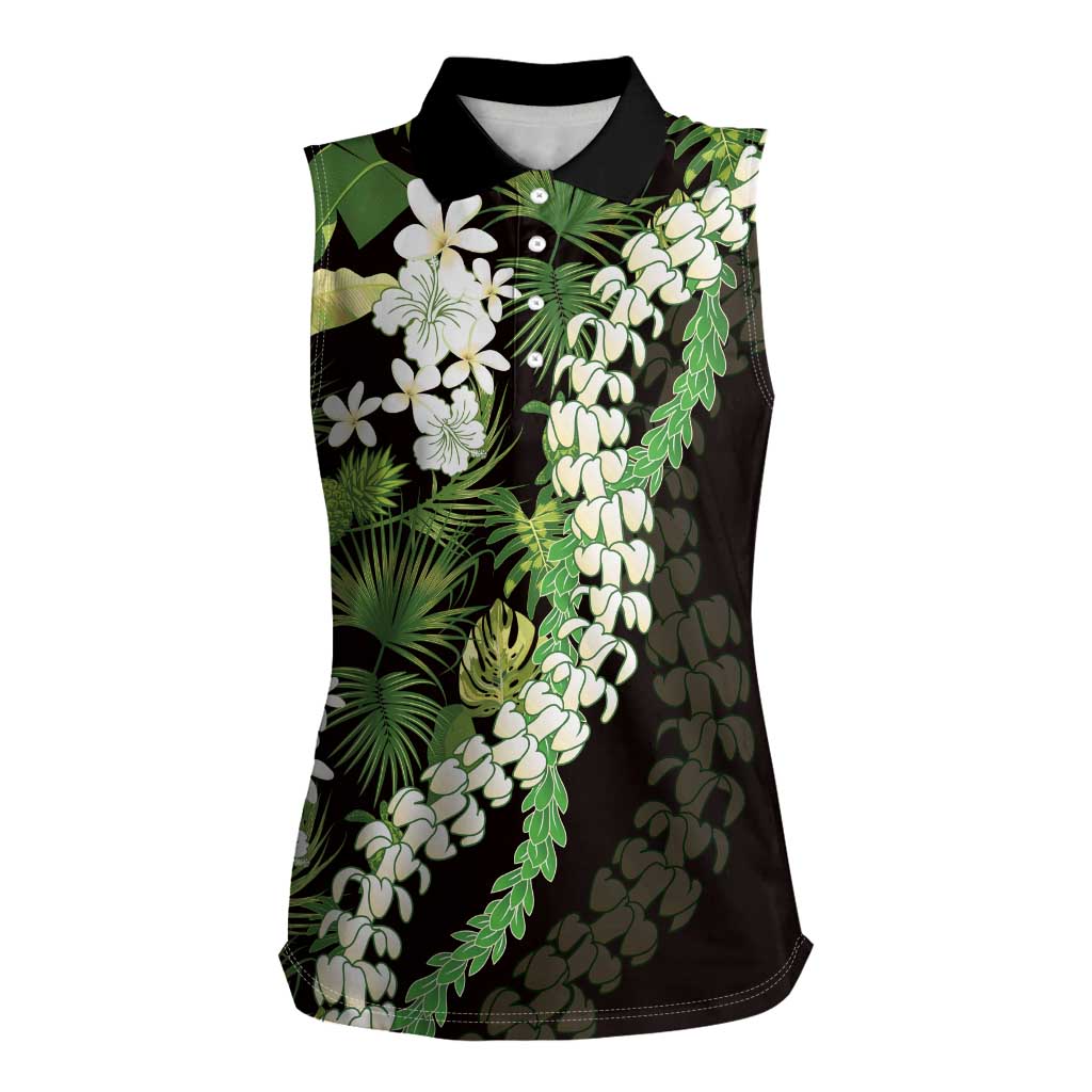 Omaomao Aloha Hawaii Lei Women Sleeveless Polo Shirt Tropical Flowers Elegant Vibe - Polynesian Pride