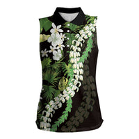 Omaomao Aloha Hawaii Lei Women Sleeveless Polo Shirt Tropical Flowers Elegant Vibe - Polynesian Pride