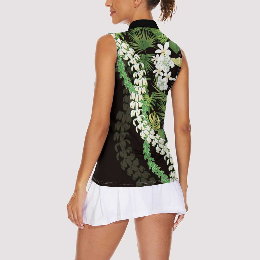 Omaomao Aloha Hawaii Lei Women Sleeveless Polo Shirt Tropical Flowers Elegant Vibe - Polynesian Pride