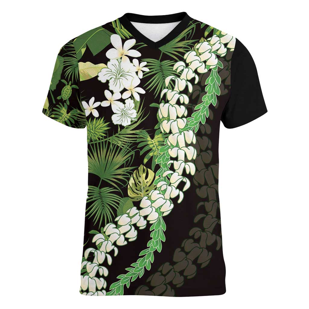 Omaomao Aloha Hawaii Lei Women V-Neck T-Shirt Tropical Flowers Elegant Vibe - Polynesian Pride