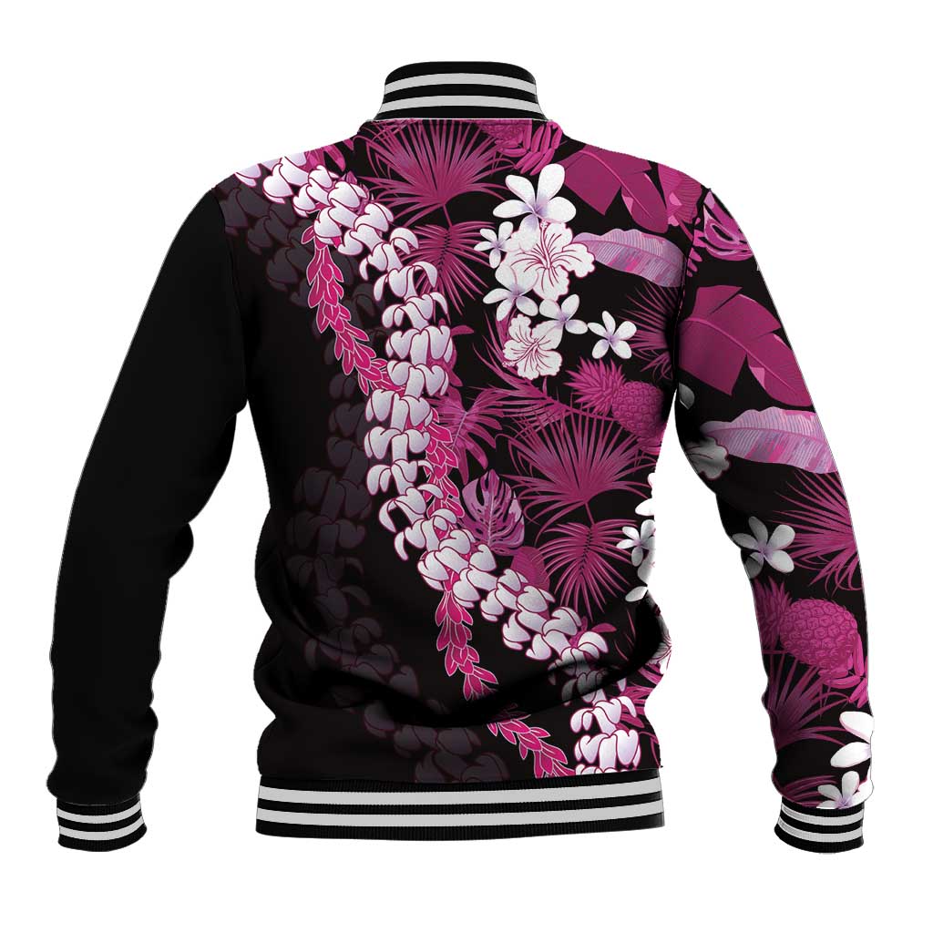 Akala Aloha Hawaii Lei Baseball Jacket Tropical Flowers Elegant Vibe - Polynesian Pride