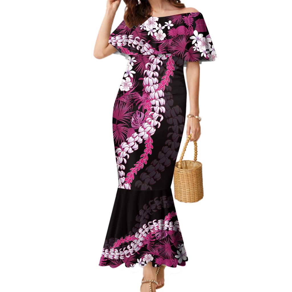 Akala Aloha Hawaii Lei Family Matching Mermaid Dress and Hawaiian Shirt Tropical Flowers Elegant Vibe - Polynesian Pride