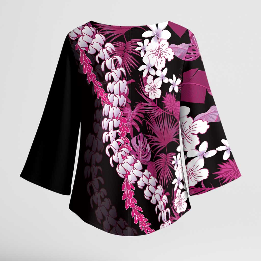 Akala Aloha Hawaii Lei Kimono Sleeve Blouse Tropical Flowers Elegant Vibe - Polynesian Pride
