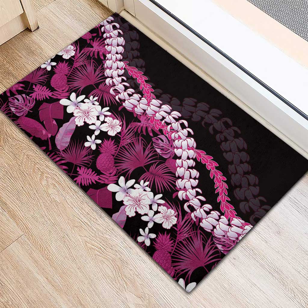 Akala Aloha Hawaii Lei Rubber Doormat Tropical Flowers Elegant Vibe - Polynesian Pride