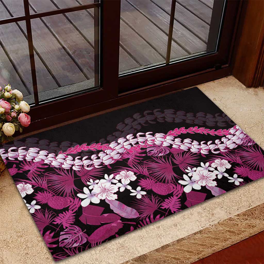 Akala Aloha Hawaii Lei Rubber Doormat Tropical Flowers Elegant Vibe - Polynesian Pride
