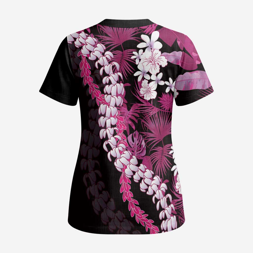 Akala Aloha Hawaii Lei Scrub Top Tropical Flowers Elegant Vibe LT14 - Polynesian Pride
